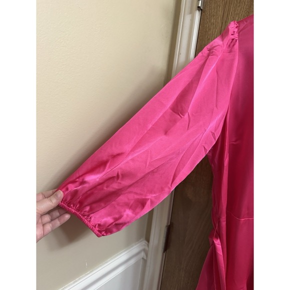 Sugar Lips Boutique Satin Hot Pink Babydoll Dress Tie Waist 2X Slimfit Elegant - Picture 4 of 5